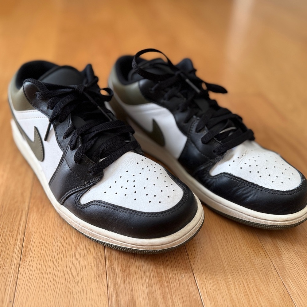 Men's Nike Air Jordan 1 Low’s in Black + Olive (U.S. Shoe Size 11)